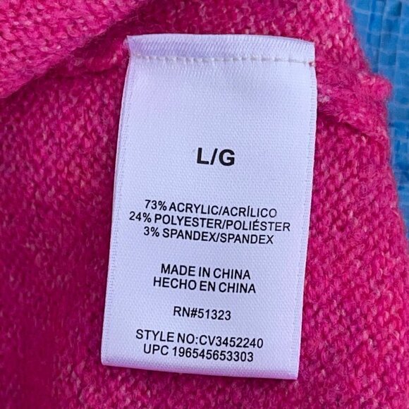 Vince Camuto LARGE Oversized Loose-Fit Cozy Barbie-Pink Sweater w FLAW (Read) - Picture 6 of 7